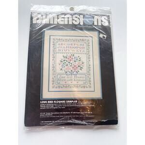 Vintage Dimensions Love and Flowers Sampler Cross Stitch Kit READ